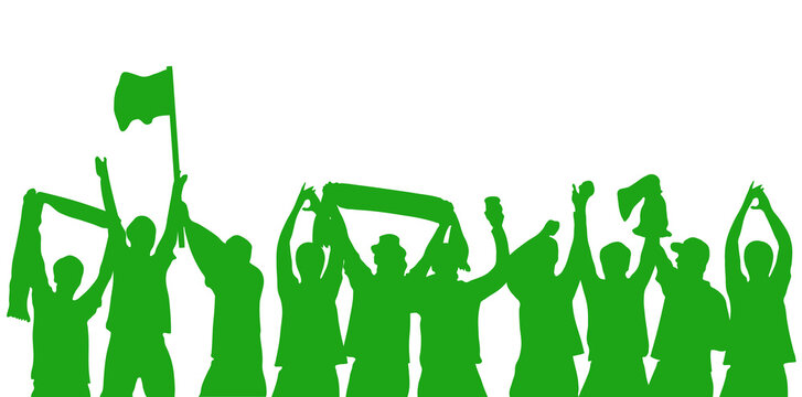 Gr&uuml;ne jubelnde Fu&szlig;ball Fans