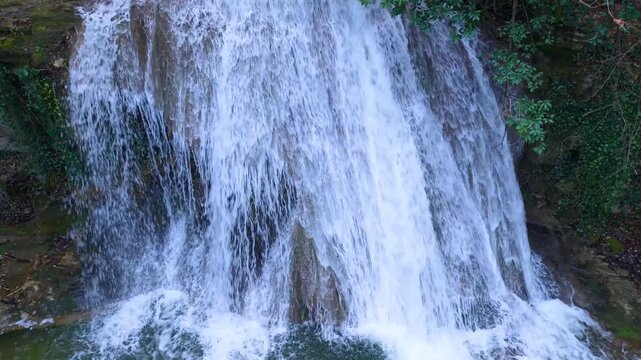 Waterfalls of the Hijuela River in Irus, in the Mena Valley. Merindades region. Burgos. Castile and Le&oacute;n. Spain. Europe
