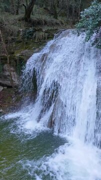 Waterfalls of the Hijuela River in Irus, in the Mena Valley. Merindades region. Burgos. Castile and Le&oacute;n. Spain. Europe