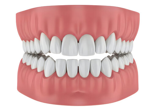 Diagram of a human mouth showing upper and lower teeth alignment and gums