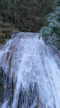 Waterfalls of the Hijuela River in Irus, in the Mena Valley. Merindades region. Burgos. Castile and Le&oacute;n. Spain. Europe