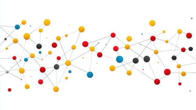 Abstract connected circles and lines illustration in vibrant colors bringing a sense of organization, complexity, and creativity to digital designs and backgrounds