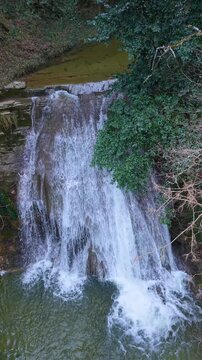 Waterfalls of the Hijuela River in Irus, in the Mena Valley. Merindades region. Burgos. Castile and Le&oacute;n. Spain. Europe