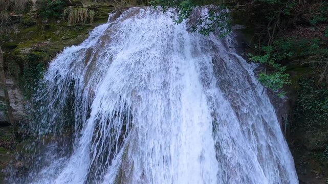 Waterfalls of the Hijuela River in Irus, in the Mena Valley. Merindades region. Burgos. Castile and Le&oacute;n. Spain. Europe