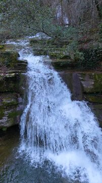 Waterfalls of the Hijuela River in Irus, in the Mena Valley. Merindades region. Burgos. Castile and Le&oacute;n. Spain. Europe