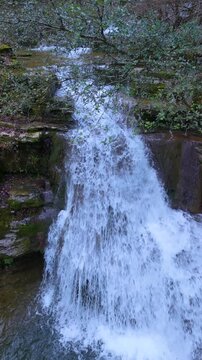 Waterfalls of the Hijuela River in Irus, in the Mena Valley. Merindades region. Burgos. Castile and Le&oacute;n. Spain. Europe