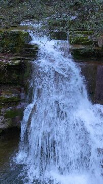 Waterfalls of the Hijuela River in Irus, in the Mena Valley. Merindades region. Burgos. Castile and Le&oacute;n. Spain. Europe