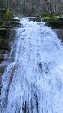 Waterfalls of the Hijuela River in Irus, in the Mena Valley. Merindades region. Burgos. Castile and Le&oacute;n. Spain. Europe