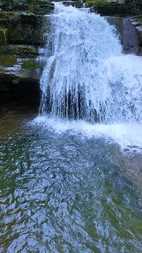 Waterfalls of the Hijuela River in Irus, in the Mena Valley. Merindades region. Burgos. Castile and Le&oacute;n. Spain. Europe