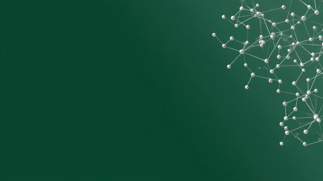 Abstract molecular structure representation on a green background, showcasing connections and nodes in a scientific or technological theme for creative projects