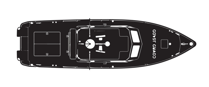 Coast Guard Patrol Boat Silhouette Set, Military Ship Vector Collection, Black and White Naval Vessel EPS