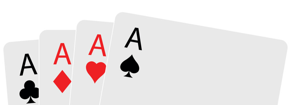 Four aces fan arrangement close up cropped