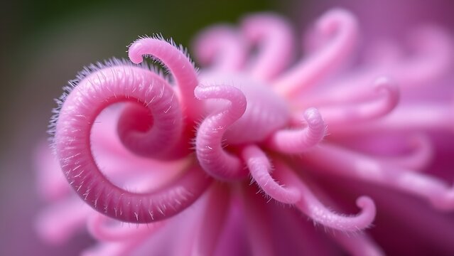 Mimosa pudica leaves curling in response to a breeze, extreme macro shot.