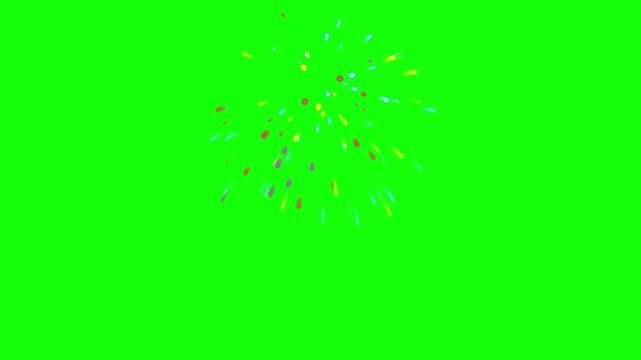 Vibrant confetti bursts explode against a solid green backdrop