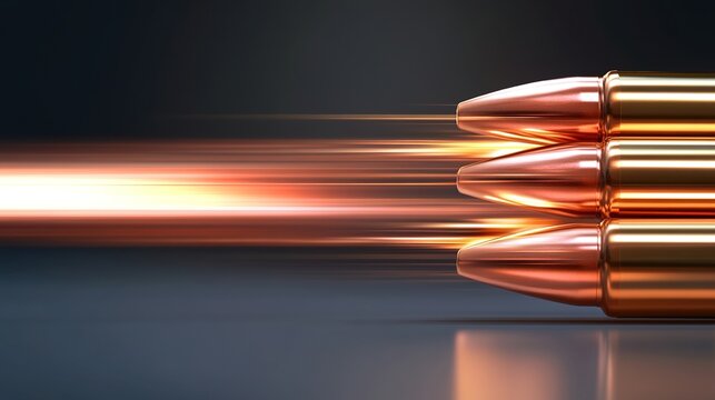 parabolic. Golden bullet casings ejected in a parabolic arc against a dark background. product launch decks, UI/UX mockups, designed for product launches and innovation pitches.