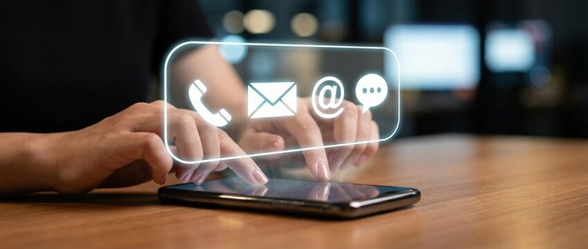 Engaging digital communication event exploring messaging and contact features on mobile devices in modern workspaces emphasizing user interaction and connectivity