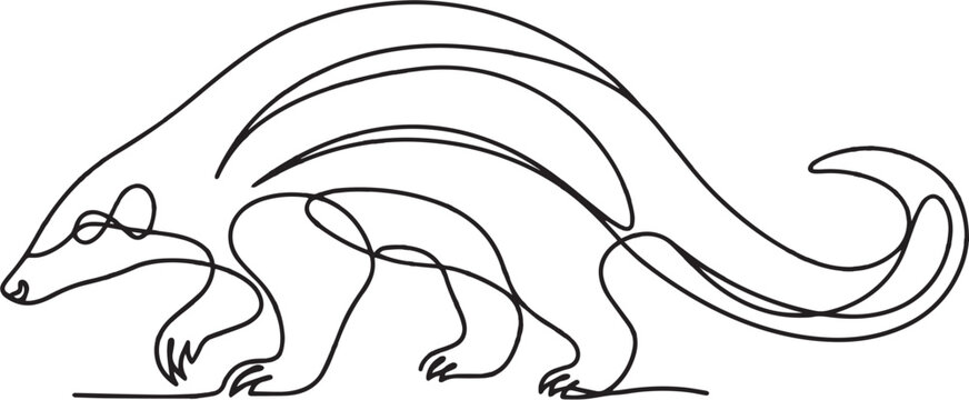 Pangolin scaly anteater silhouette in continuous line art - Adobe Illustrator Artwork