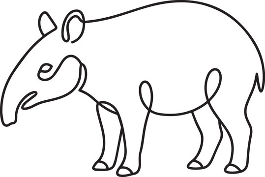 Tapir with prehensile snout in continuous line drawing style - Adobe Illustrator Artwork