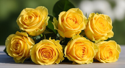 Naklejka premium Happy father's day roses bouquet yellow roses for dad on father's day