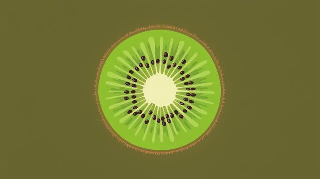 Minimalist Kiwi Fruit Slice Illustration on Green Background