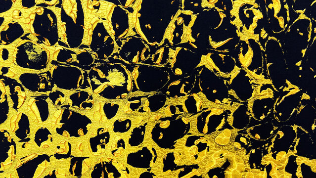 Abstract gold ingots of random shapes on black background, texture, luxury metallic composition, ideal poster for finance, business promotions, advertising, presentations and creative design projects.