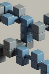 Obraz premium Matte ceramic blockchain linkage in blue and grey – Ideal for decentralized ledger and cryptocurrency branding.