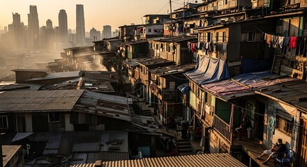 Fototapeta premium Urban Slum Skyline.