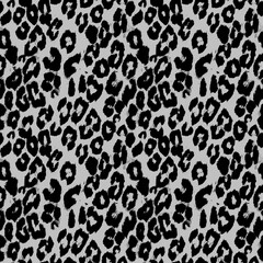 Black and Grey Leopard Seamless Pattern, Monochrome Animal Print Texture © SUNAKKO