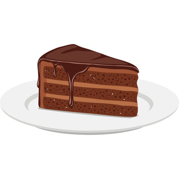 A slice of chocolate cake with chocolate frosting on a white plate indoors