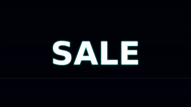 Bold text declaring a sale, featuring stylized lettering that blends into a dark background