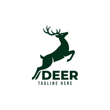 Deer Silhouette Logo Design Template.