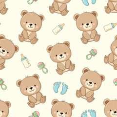 Naklejka premium seamless pattern with teddy bears