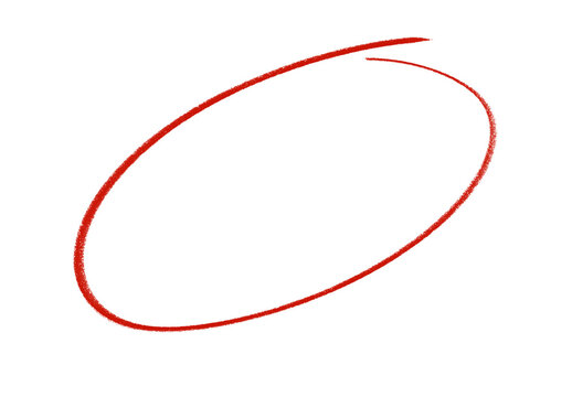 red hand drawn circle scribble oval brush stroke rough outline