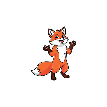 Cartoon Fox Character Smiling Standing.