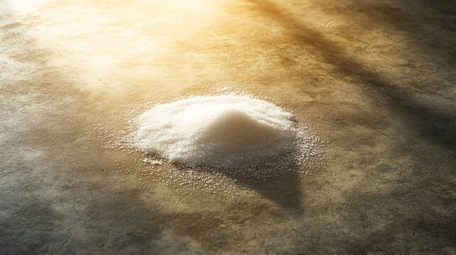 sumo. White salt scattered on a sumo ring's clay surface, glistening in symbolic ritual sunlight. event programs, museum guides, designed for cultural heritage projects and event programs.
