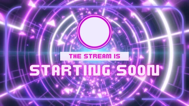 Futuristic Neon Lights Stream Starting Soon Animation with Animated Geometric Patterns and Glowing Effects