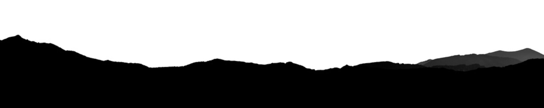 High resolution mountain panorama cut out on transparent background in png format