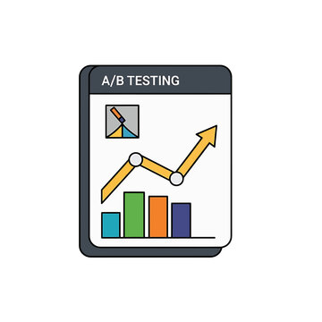 AB Testing Vector Illustration with Data Charts and Growth Arrow