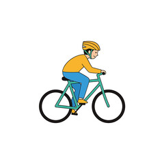 Fototapeta premium Young person riding a bicycle wearing a safety helmet vector art