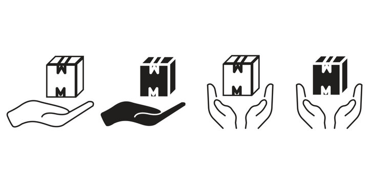Package, parcel, box, delivery, distribution, import, export and return editable stroke outline flat icons
