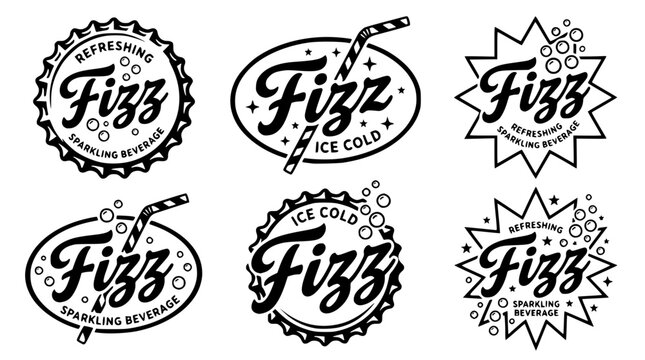 Collection of vintage style fizz sparkling beverage logo vector designs
