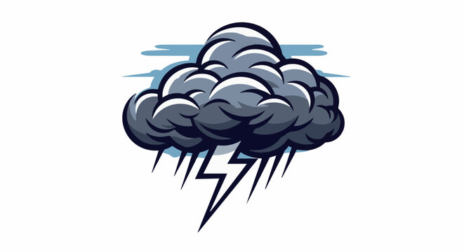 Dark stormy cloud with lightning bolts and rain streaks