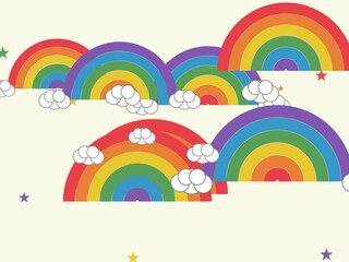 Naklejka premium Groovy 70s Rainbow Arches Pattern Design