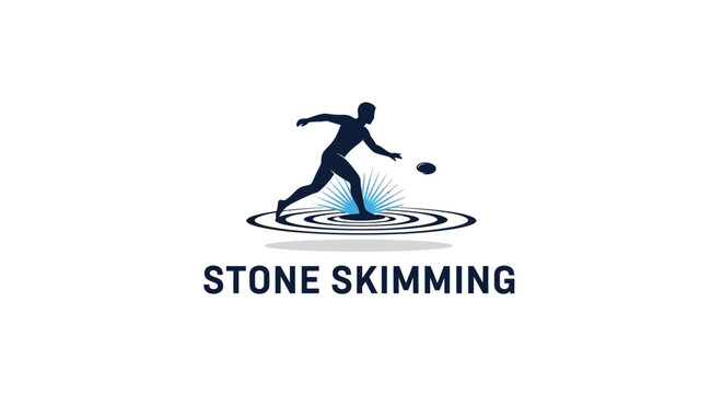 Silhouette of a Person Skimming a Stone Across Water Surface.