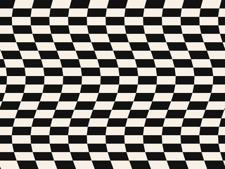 Obraz premium Funky Rippled Checker Pattern Retro 90s Design Backdrop