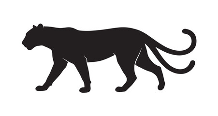 Fototapeta premium Twin Tail Panther Silhouette, jaguar vector illustration captures the essence of feline grace and power, a minimalist graphic design portraying wild animal strength.