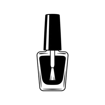 Black nail polish bottle with brush