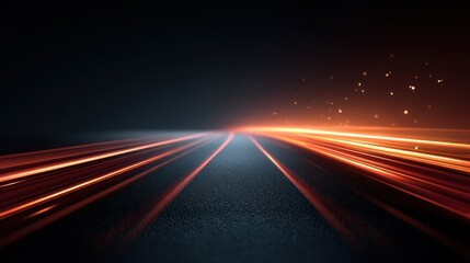 Obraz premium Abstract light trails creating a dynamic scene with glowing elements on a dark surface showcasing motion and energy in a vivid composition
