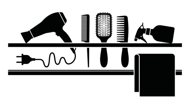 Barbershop utensils split banner. Hair salon split banner template. Hairstylist name sign vector. Great template for hairdresser name banner.