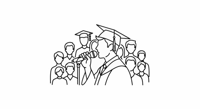 Graduation ceremony with speaker and audience